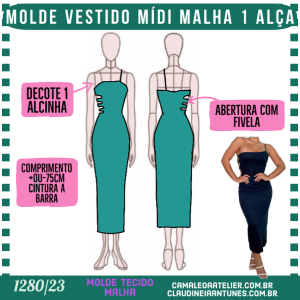 Molde Vestido Midi Malha e Alça 1280/23