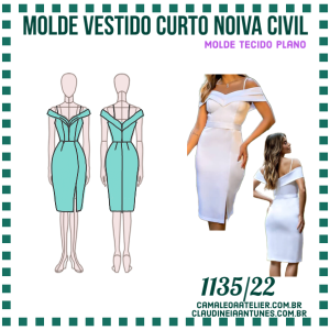Molde Vestido Noiva Curto Civil 1135/22