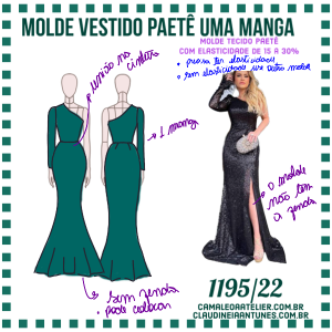 Molde Vestido Paete uma Manga Longa 1195/22