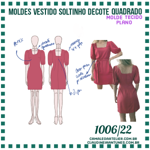 Molde Vestido Soltinho Decote Quadrado 1006/22