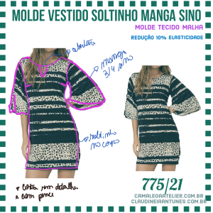 Molde Vestido Soltinho Manga Sino 775/21