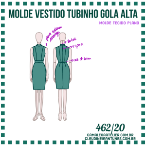 Molde Vestido Tubinho Gola Alta 462/20