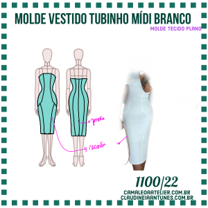 Molde Vestido Tubinho Midi Branco 1100/22