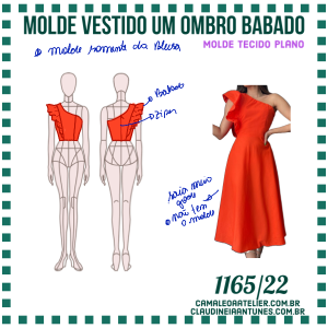 Molde Vestido um Ombro Babado 1165/22
