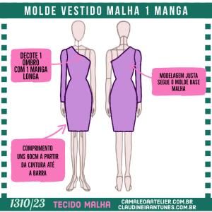 Molde Vestido uma Manga em Malha 1310/23