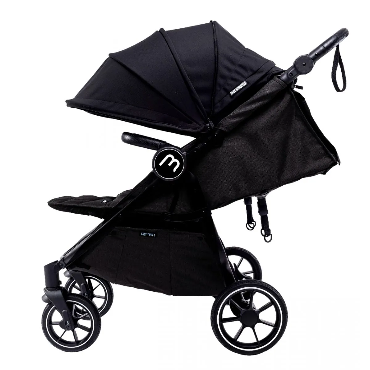 Baby Monsters – Carrinho Gémeos Easy Twin 4+Alcofas+Ovinhos Cabriofix+Adaptadores – Black - Image 5