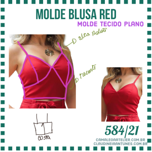 Molde Blusa Cropped Red 584/21