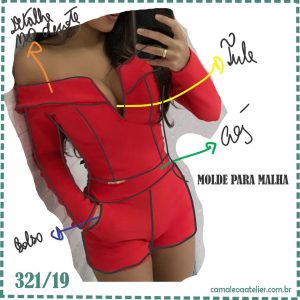 Molde Macacão Curto em Malha Manga Longa 321/19
