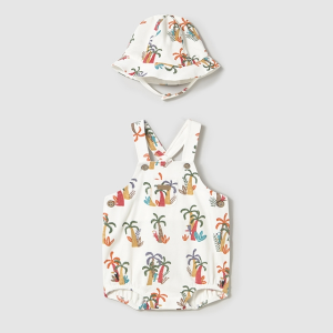 Mayoral – Conjunto Jardineiras+Chapéu – Palmeiras