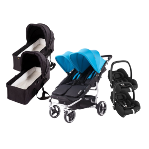 Baby Monsters – Easy Twin 3S Silver+Alcofas+Ovinhos Cabriofix+Adaptadores – Azul