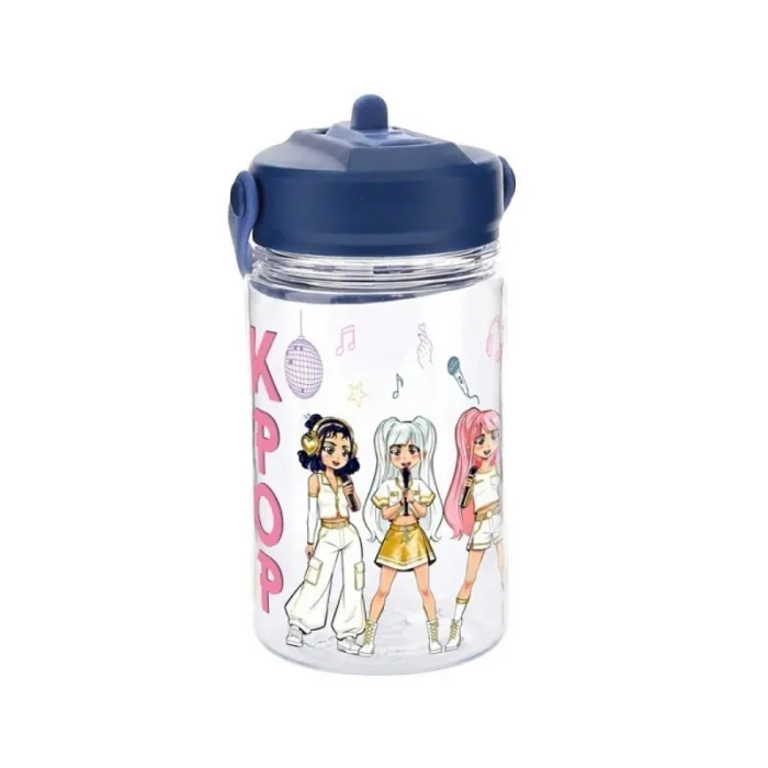 Aurea Kids – Garrafa Tritan C/Palhinha 350ml – K-Pop Dark Blue