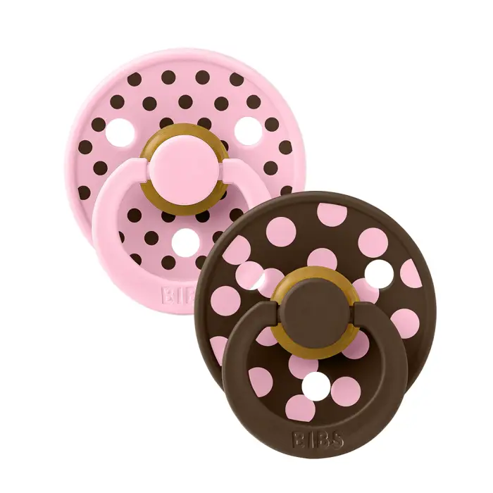 Bibs – 2 Chupetas Studio Colour – Polka Baby Pink/Mocha +0m - Image 2