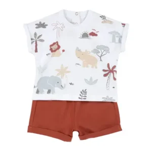 Chicco – Conjunto T-Shirt+Calções – Animais Vermelho