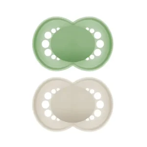 MAM – 2 Chupetas Original – Tetina Silicone – Verde/Bege +6m