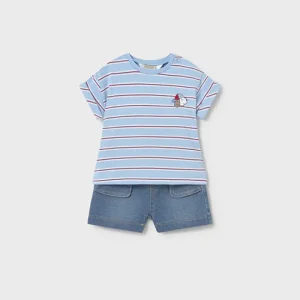 Mayoral – Conjunto Camisola+Calções – Riscas Azul