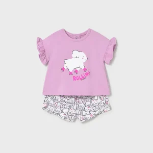 Mayoral – Conjunto Camisola+Calções – Cãozinho Lilás