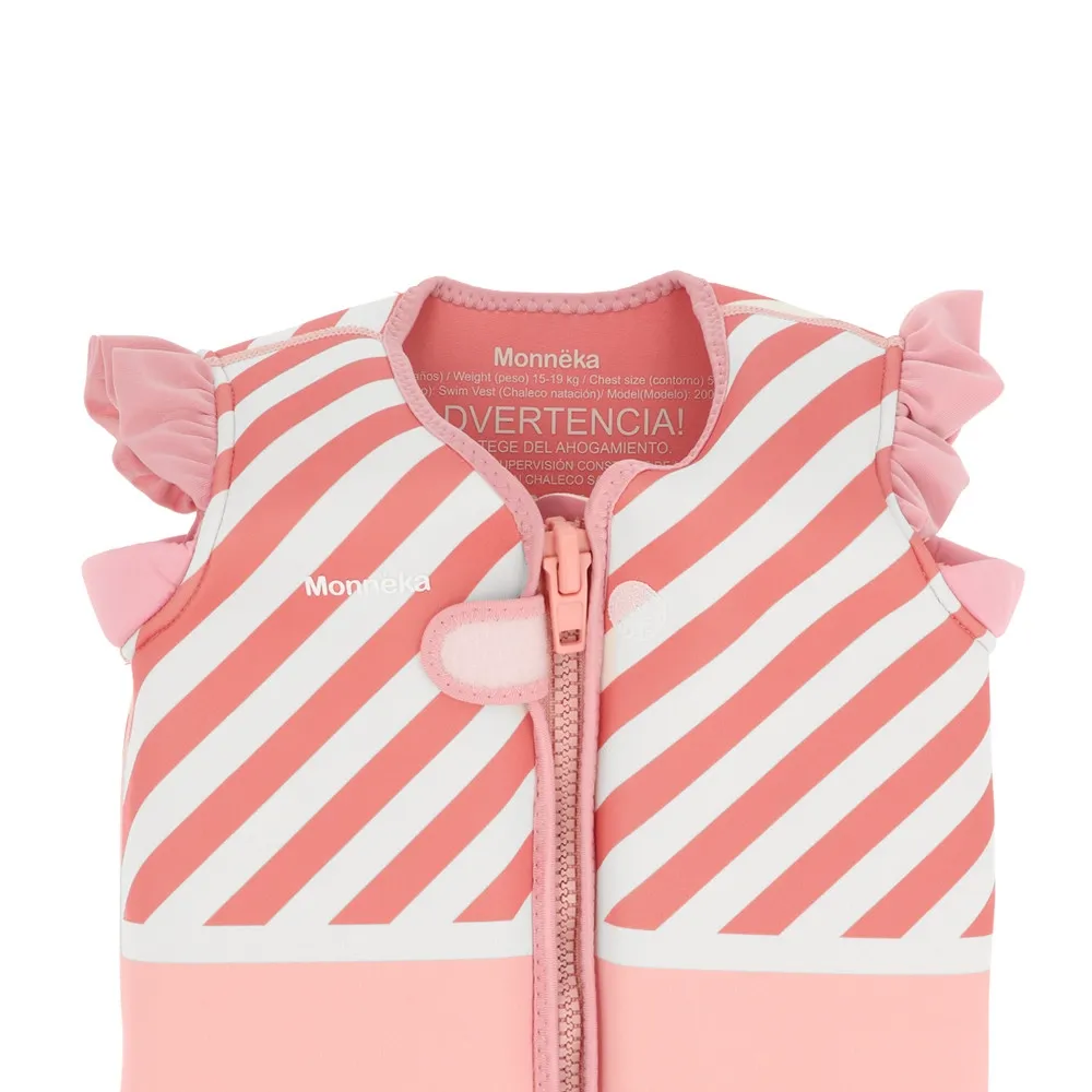 Monnëka – Colete Flutuante Aprendizagem – Stripes Bloom & Blush - Image 4