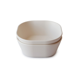 Mushie – Conjunto 2 Tigelas Quadradas – Ivory