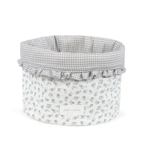 Pasito A Pasito – Cesto Organizador Cosméticos – Little Bloom Flowers Grey
