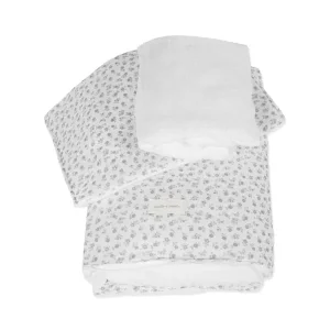 Pasito A Pasito – Edredão+Lençol Ajustável+Almofada 90×50 – Little Bloom Flowers Grey